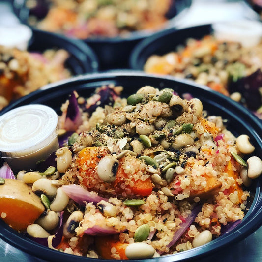 Moroccan Bowl w/ Garlic Rapini and Roasted Squash